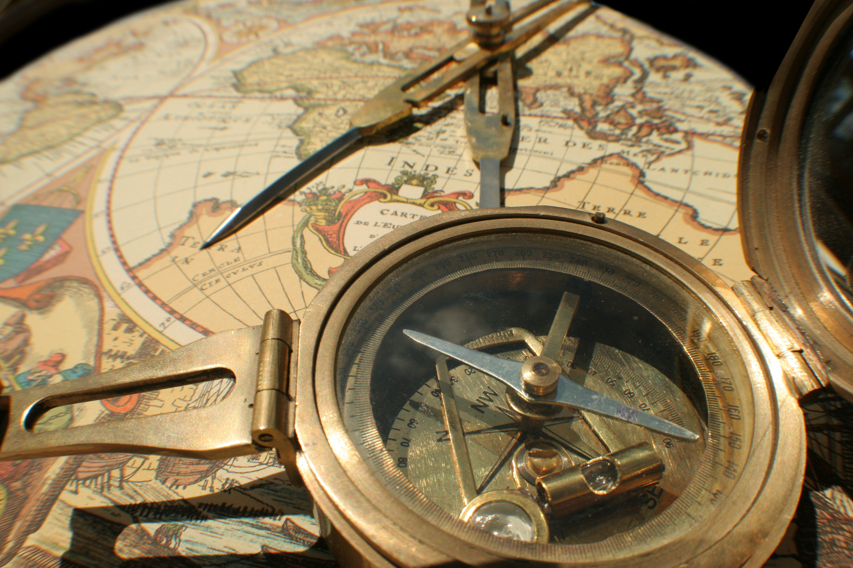 Antique map with compass